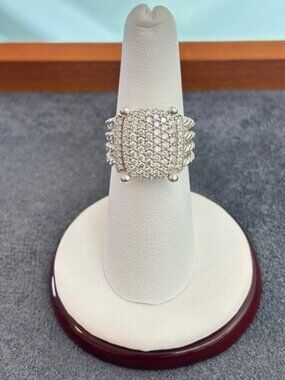 David Yurman Sterling silver Wheaton Ring with Pavé Diamonds 7